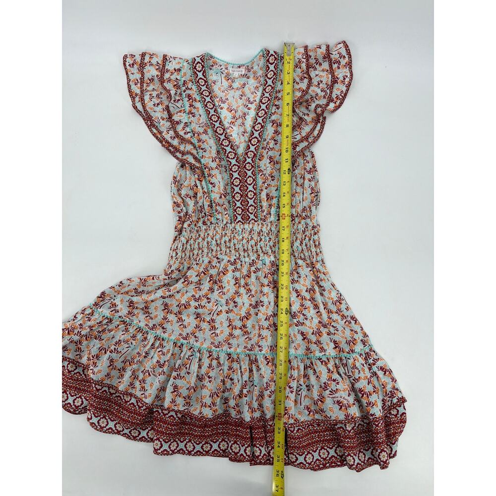 Poupette St Barth Camila Mini Dress Floral Boho Ruffle Smocked Size Medium - Picture 6 of 10